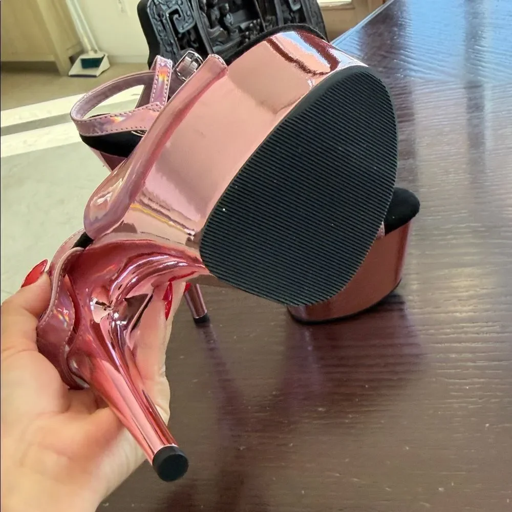 Pleaser Iridescent Pink Platform Sandals